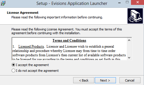 Please read the following License Agreement. You must accept the terms of this agreement before continuing with the installation.  Back/Next/Cancel